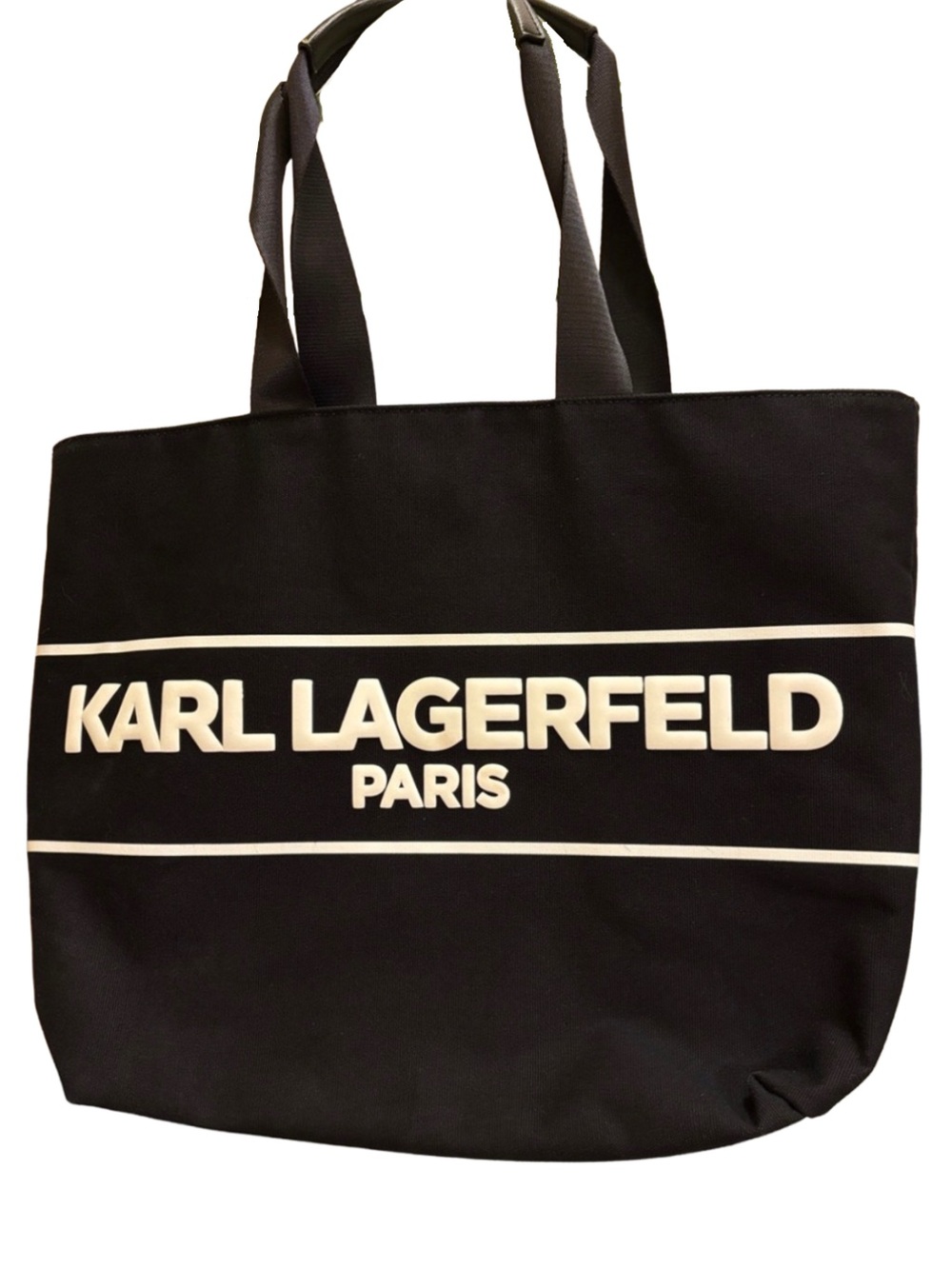 Karl Lagerfeld Black Canvas Tote with White Logo